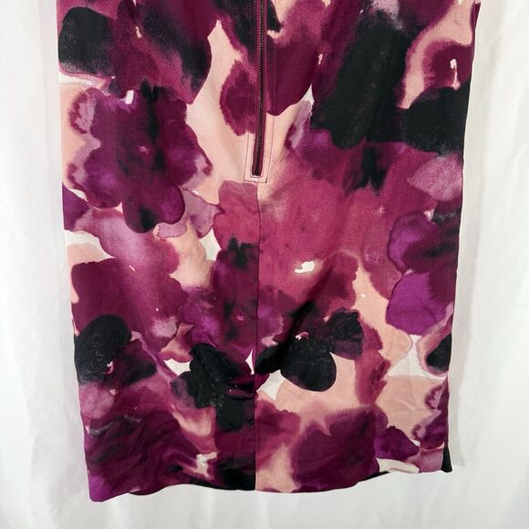 LOFT Knee Length Dress Women's 12 Pink Purple Floral Lightweight Zip Back - Picture 9 of 10